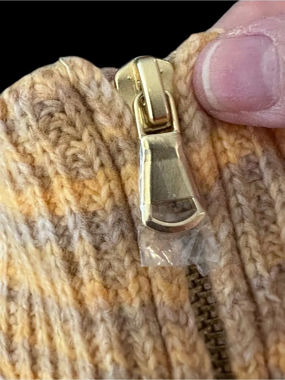 J.Crew Cashmere Merino Space Dyed Half Zip Gold Stripe Sweater Sz S NWOT